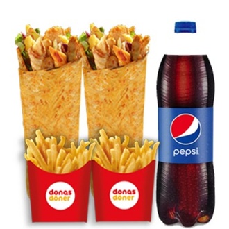 2 Adet Donas Bol Tavuk Döner 1 Litre Pepsi Menü görseli