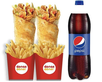 2 Adet Donas Bol Tavuk Döner & 1 Litre Pepsi Menü görseli
