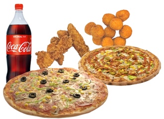 2 Adet Büyük Boy Pizza & Free Karışık Kova & İçecek (1 L.) Menü görseli