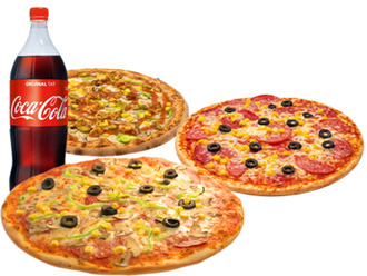 3'Lü Orta Boy Pizza & İçecek (1 L.) Menü görseli
