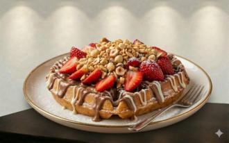 Klasik Çilekli Waffle görseli
