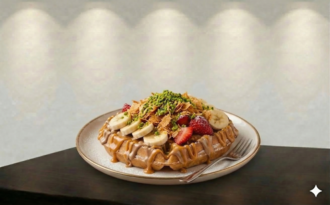 Karamel Fıstık Şöleni Waffle görseli