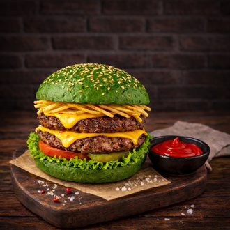 Green Double Cheese & Bacon Burger (Patatessiz) görseli