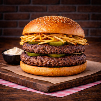 Double Barbekü Burger (Patatessiz) görseli