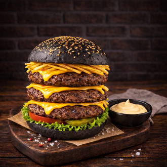 Black Triplex Café De Paris Burger (Patatessiz) görseli