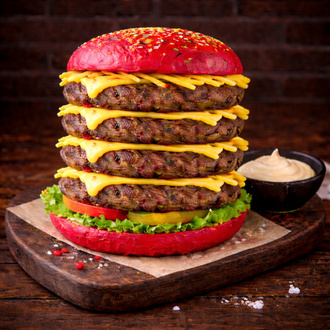 Red Two Doubles Cheese & Bacon Burger (Patatessiz) görseli