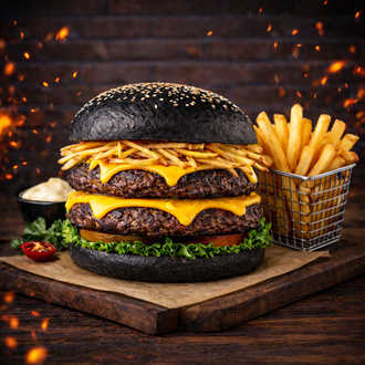 Black Double Blue Cheeseburger Menü 2 görseli