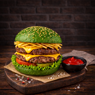Green Double Barbekü Burger (Patatessiz) görseli