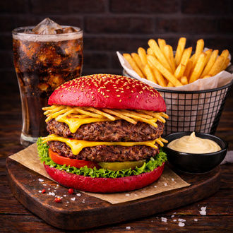Red Double Garlic Mushroom Burger Menü görseli
