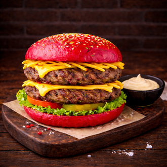 Red Double Garlic Mushroom Burger (Patatessiz) görseli
