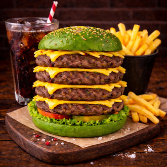 Green Two Doubles Cheese & Bacon Burger Menü görseli