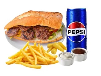 Köfte Ekmek Arası + Patates Cips + Cola görseli