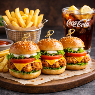 Chicken 3'Lü Mini Cheeseburger Menü görseli
