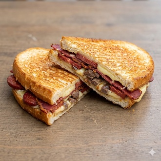 Pastırmalı Kavurmalı Sucuklu Ayvalık Tostu görseli