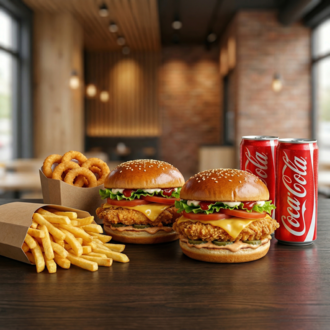 2'Li Tavuk Cheeseburger Menü -Double Chicken Cheeseburger Combo görseli