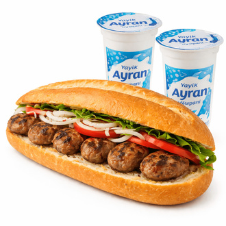 Tam Ekmek Arası Kasap Köfte 250 Gr Ve 2 Ayran görseli