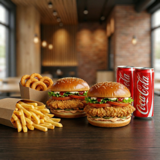 2'Li Tavuk Burger Menü -Double Chicken Burger Combo görseli