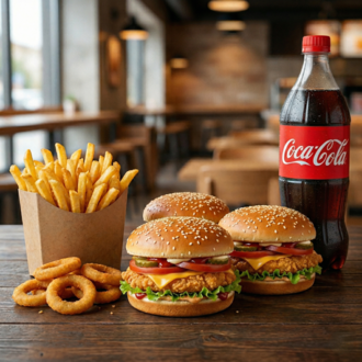 3'Lü Tavuk Cheeseburger Menü -Triple Chicken Cheeseburger Menu görseli