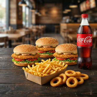 3'Lü Tavuk Burger Menü -Triple Chicken Burger Menu görseli