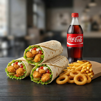 3'Lü Çıtır Tavuk Dürüm Menü -Triple Crispy Chicken Wrap Menu görseli