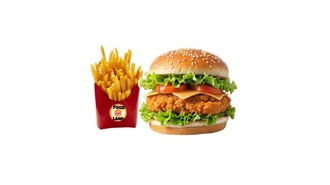 Cheddarlı Tavuk Burger & Patates görseli