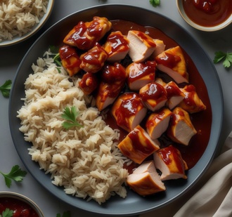 Barbekü Soslu Tavuk ,Pirinç Pilavı görseli
