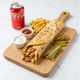 Katık Tavuk Döner Dürüm + Coca Cola (330 Ml.) görseli