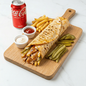 Xl Tavuk Döner Dürüm (İçi Bol Standart Boy) + Coca Cola (330 Ml.) görseli