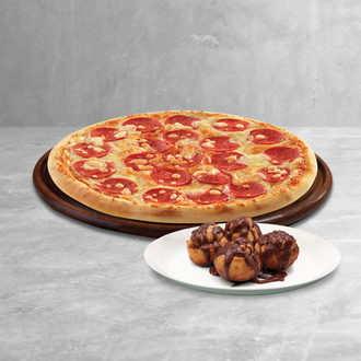 Büyük Boy Pizza + 4'Lü Cinnamon Roll görseli