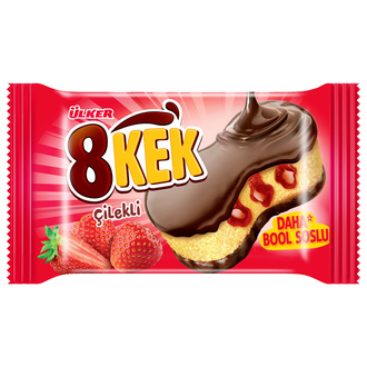 Ülker Kakaolu Kaplamalı Çilekli Soslu Kek 55G görseli