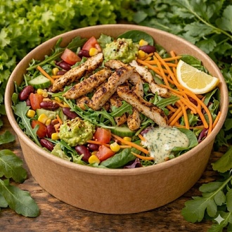 Tavuk & Mexican Fasulye Küp Avakadolu Sebze Bowl görseli