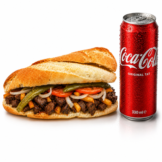 Yarım Ekmek Arası Dana Arnavutciğeri+coca Cola görseli