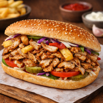 Sandviç Ekmeğine Tavuk Döner görseli