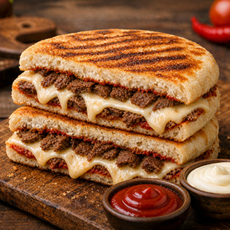 Bazlama Tost Kavurma Ve Kaşarlı görseli