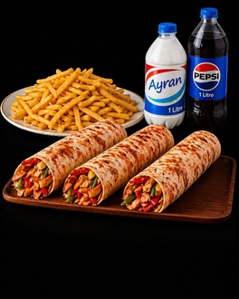 Hatay Usulü Zurna Dürüm 3'Lü Menü(3 Zurna+aile Boyu Patates+1 Litre Kola ) görseli
