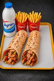 Hatay Usulü 2'Li Dürüm Menü (2 Dürüm+2 Patates + 1 Litre Ayran) görseli