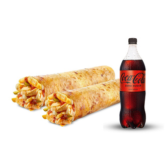 2 Adet Tavuk Medium Dürüm + Coca-cola Zero Sugar (1 L.) görseli