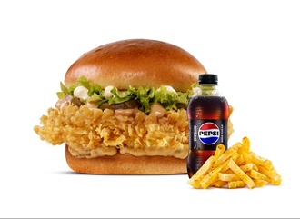 Fireboom Chicken Burger Menü (Acılı) görseli