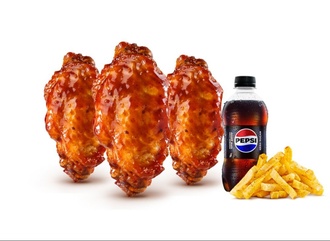 Barbekü Wings Soslu Tavuk Kanat Menü (3 Adet) görseli