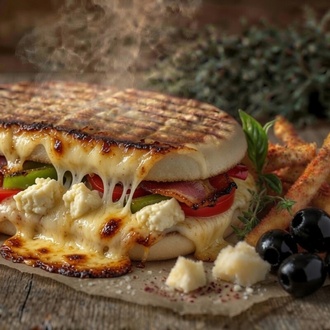 Pastırmalı & Eski Kars Kaşarlı Bazlama Tost & Patates Kızartması görseli