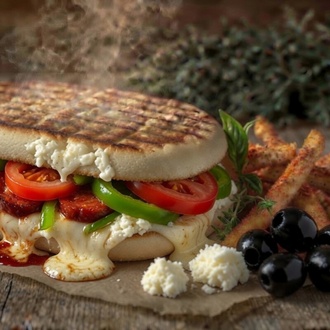 Kaşarlı Beyaz Peynirli Bazlama Tost & Patates Kızartması görseli