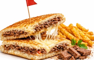 Kavurmalı Kaşarlı Bazlama Tost & Patates Kızartması görseli