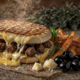 Kavurmalı Kaşarlı Bazlama Tost & Patates Kızartması görseli