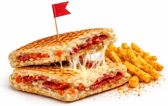 Tulum Peynirli Dana Sucuklu Bazlama Tost & Patates Kızartması görseli