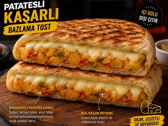 Kaşarlı Patates Salatalı Bazlama Tost görseli