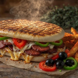 Dana Sucuk & Eski Kaşarlı Bazlama Tost & Patates Kızartması görseli