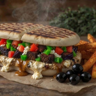 Tulum Peynirli, Dana Kavurmalı Bazlama & Patates Kızartma görseli