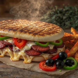 Dana Sucuklu Kaşarlı Bazlama Tost & Patates Kızartması görseli