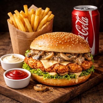 Mushroom Chicken Burger Menü görseli