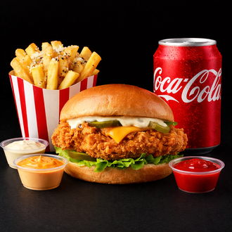 🍔🧄 Parmesan Garlic Chicken Burger Menü 🍟🥤 görseli